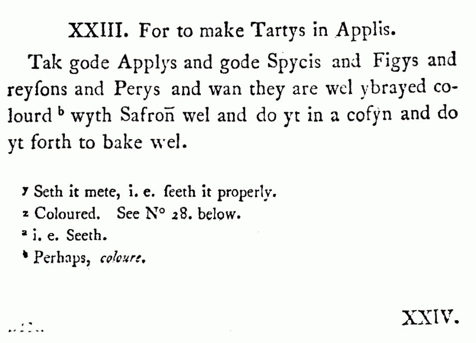 ricetta dell'apple pie risalente al 14° secolo