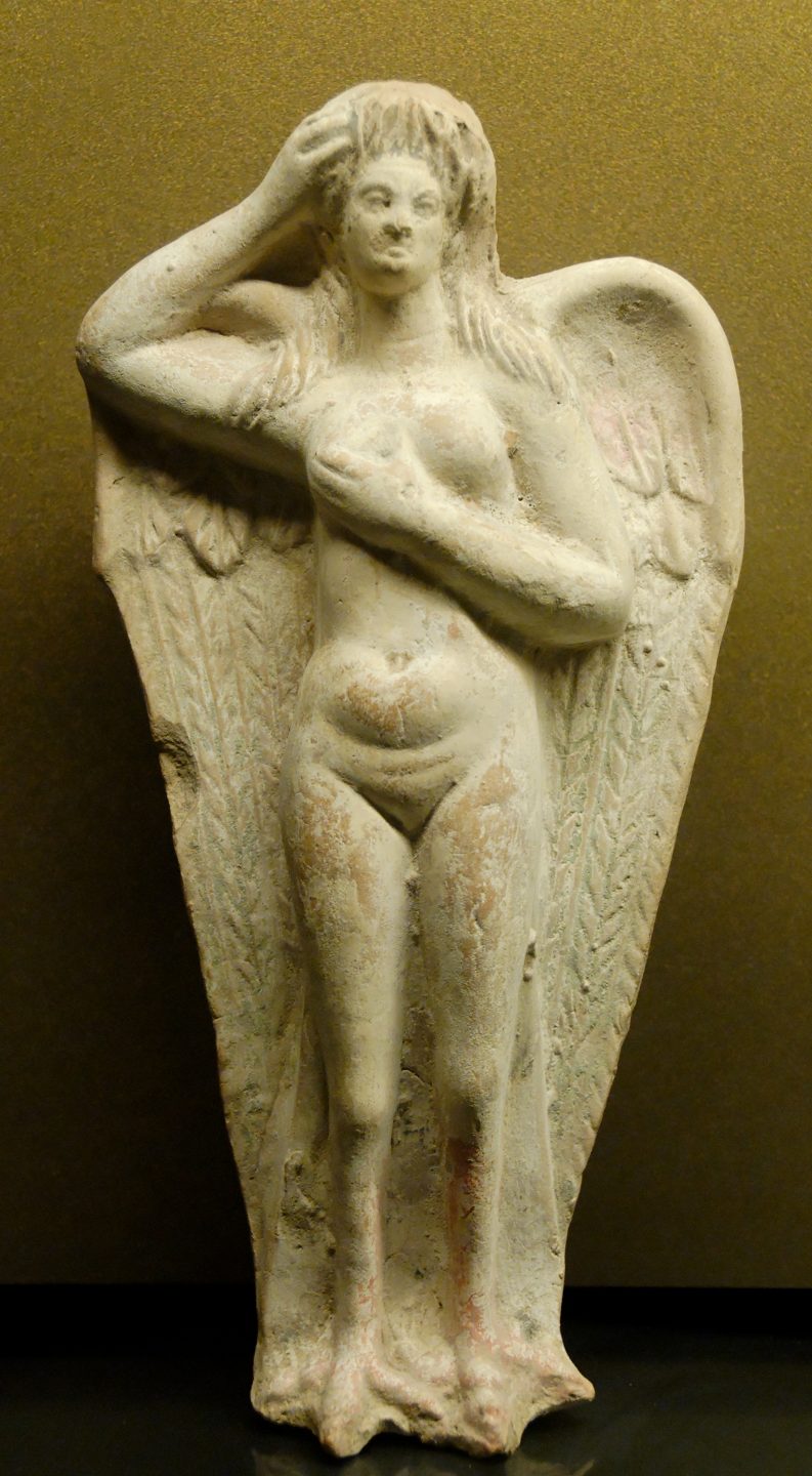 antico mito sirene - sirena in una statua funeraria
