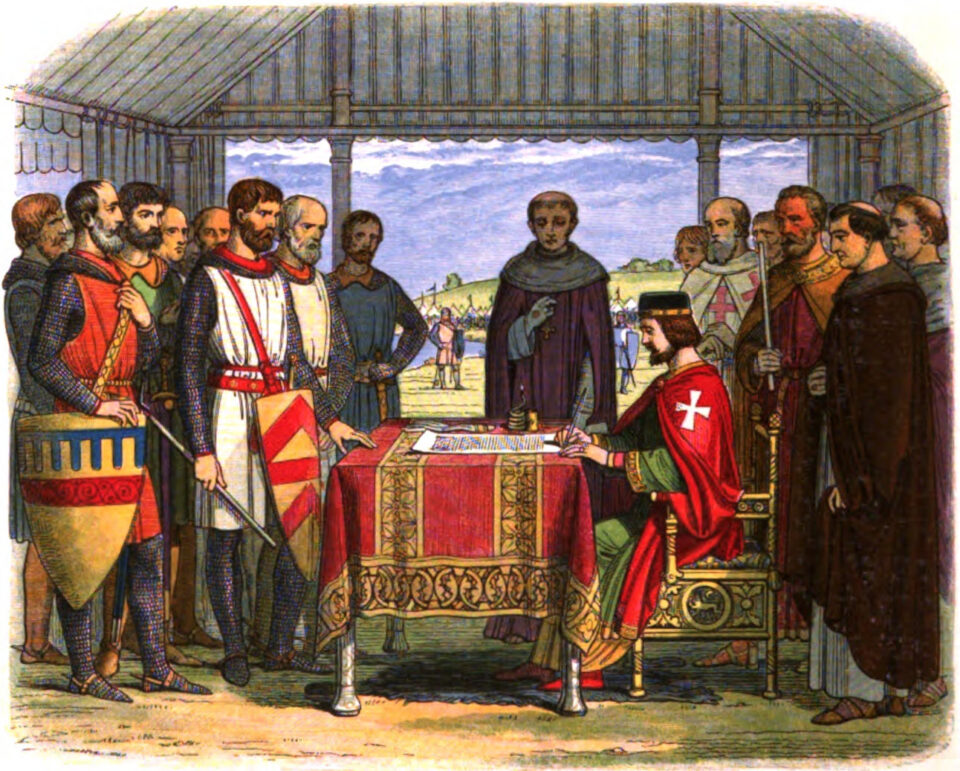 Re Giovanni senzaterra firma la Magna Carta