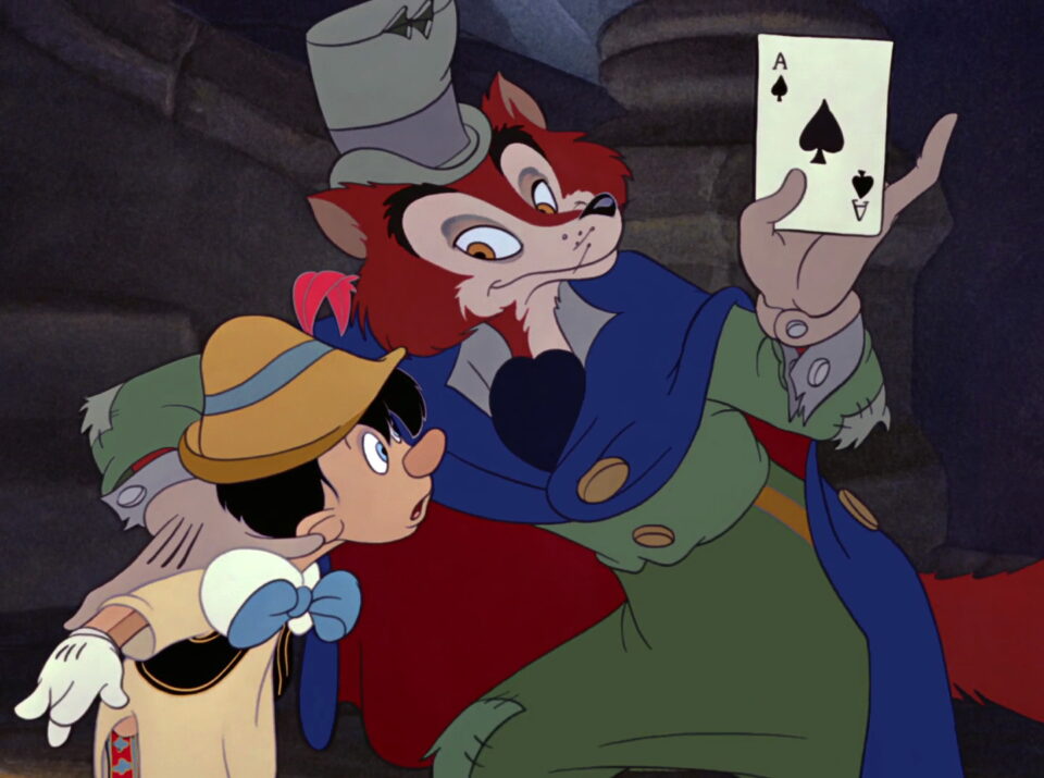 Pinocchio e le epoche che cambiano: La volpe e Pinocchio dal film Disney del 1940
