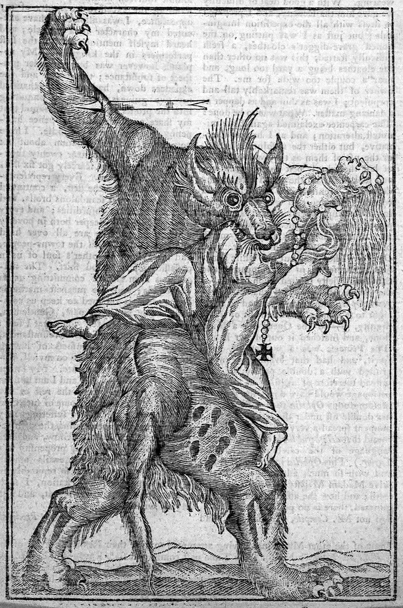 Incisione del XVIII secolo con licantropo - Werewolf Storie licantropi