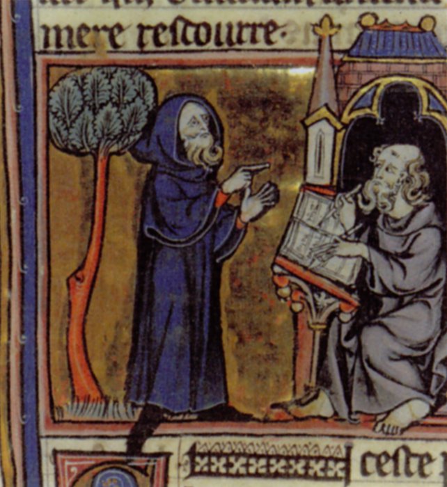 Merlino leggende arturiane - miniatura francese del XIII secolo del Merlino di Robert de Boron