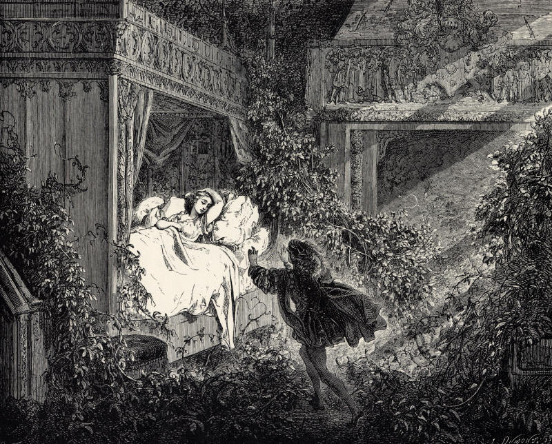 Versioni fiaba la bella addormentata illustrazione di Gustave Doré